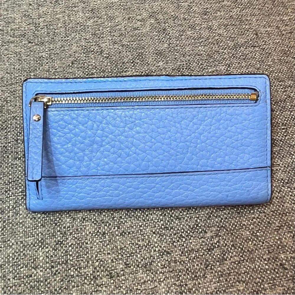 Kate Spade Stacy Bay Street Bifold Leather Wallet color Alice blue